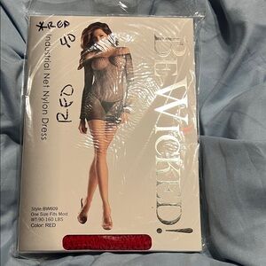 Be Wicked Red Industrial Net Nylon Dress